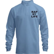 Мужской лонгслив поло со стойкой Rap my life
