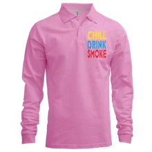 Мужской лонгслив поло Chill, Drink, Smoke