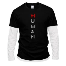 Комбинированный лонгслив HI HUMAN с красным плюсом