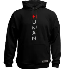 Худи без начеса HI HUMAN с красным плюсом