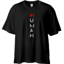 Футболка Oversize HI HUMAN з червоним плюсом