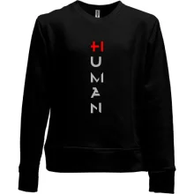 Детский свитшот без начеса HI HUMAN с красным плюсом