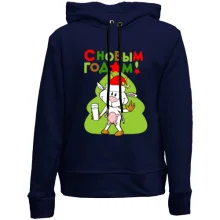 Детское худи без начеса с козой и надписью С Новым Годом!