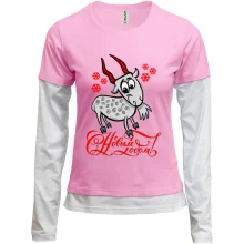 Жіночий лонгслів з подвійним рукавом з козою Новорічний настрій