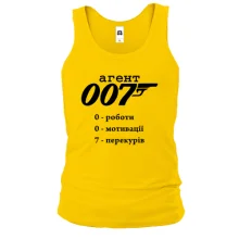 Мужская майка Агент 007 - 0 мотивации, 0 работы, 7 перекуров