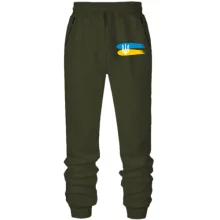 Штаны из футера без начеса с гербом Украины и красками