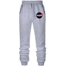 Штаны из футера без начеса с логотипом Nasa (black)