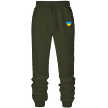 Штаны из футера без начеса с украинским сердцем