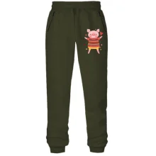 Штаны из футера без начеса со свинкой в новогоднем свитере