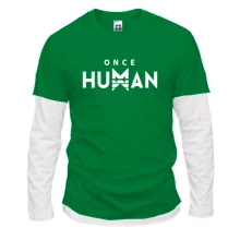 Мужской лонгслив Комби Once Human с белой эмблемой