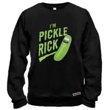 Свитшот с крупной зелёной надписью «I'm Pickle Rick»