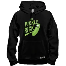 Толстовка с крупной зелёной надписью «I'm Pickle Rick»