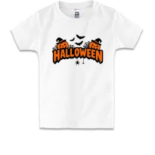 Детская футболка Надпись Halloween с тыквами