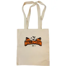 Сумка шоппер Надпись Halloween с тыквами