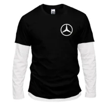 Комбинированный лонгслив Mercedes с вышитым логотипом (Вышивка)