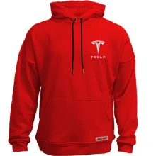 Худи без начеса Tesla — вышитый логотип (Вышивка)