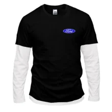 Комбинированный лонгслив Ford с вышитым логотипом (Вышивка)