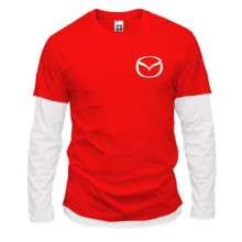 Комбинированный лонгслив Mazda с вышитой эмблемой (Вышивка)
