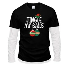 Мужской лонгслив Комби с новогодними шарами "jingle my balls" 2