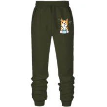 Штани з футера без начосу Corgi drinks Milk