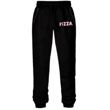 Штаны из футера без начеса с надписью "Pizza"