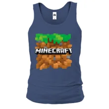 Майка с блоком земли и логотипом Minecraft