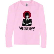 Детский лонгслив Wednesday (черно-красный)