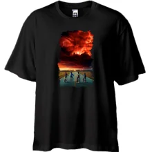 Футболка Oversize Stranger Things з велосипедистами