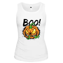 Жіноча майка зі злим гарбузом і написом BOO