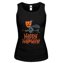 Жіноча майка Halloween з відьмою на мітлі