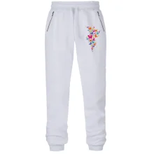 Штани з футеру без начосу з різнокольоровими метеликами в польоті