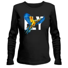 Лонгслив с летящим попугаем и надписью FLY