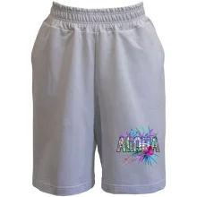 Женские  шорты с надписью ALOHA, гибискусом и бабочкой