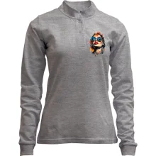 Лонгслів поло зі стійкою з дівчиною в окулярах з відображенням міста