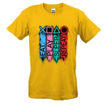 Футболка с надписями Eat Play Sleep Repeat в стиле PS