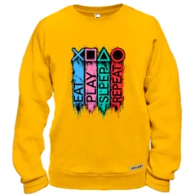 Свитшот с надписями Eat Play Sleep Repeat в стиле PS