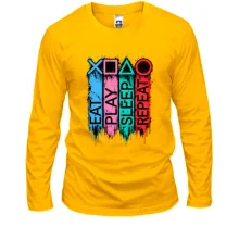 Мужской лонгслив с надписями Eat Play Sleep Repeat в стиле PS