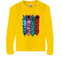 Детский лонгслив с надписями Eat Play Sleep Repeat в стиле PS