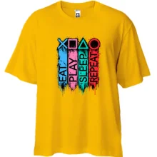 Футболка Oversize з написами Eat Play Sleep Repeat у стилі PS