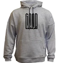Худи без начеса с надписью Good-Bad