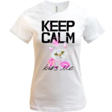 Футболка з кошеням Keep calm and kiss me