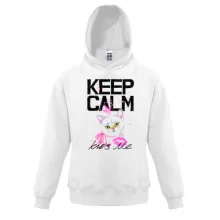 Детская толстовка с котенком Keep calm and kiss me