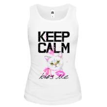 Жіноча майка з кошеням Keep calm and kiss me