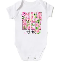 Детское боди с надписью Summer time из цветов