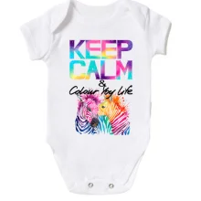Детское боди Keep calm and colour your life с цветными зебрами (2)