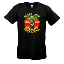 Футболка з написом «PEACE, LOVE, ROCK & ROLL»