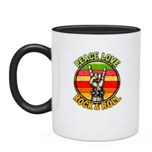 Чашка з написом «PEACE, LOVE, ROCK & ROLL»