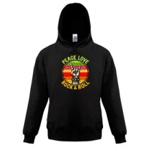 Детская толстовка с надписью «PEACE, LOVE, ROCK & ROLL»