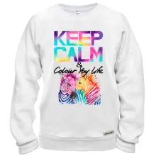 Свитшот Keep calm and colour your life с цветными зебрами (2)
