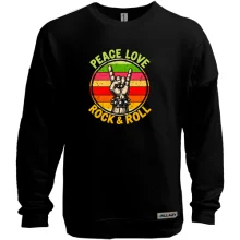Свитшот без начеса с надписью «PEACE, LOVE, ROCK & ROLL»